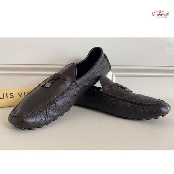 Authentic Louis Vuitton Brown Leather Drivers Logo Bow Slip On Loafers Size 10 main image 11